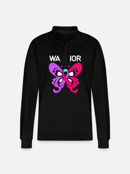 Thyroid cancer - Stanley/Stella Organic Unisex Long-Sleeved Polo Shirt Prepster - black