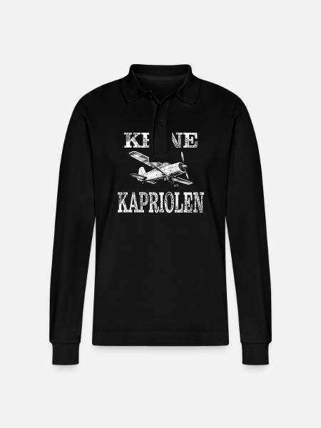 AIRPLANE NO CAPERS - Stanley/Stella Organic Unisex Long-Sleeved Polo Shirt Prepster - black