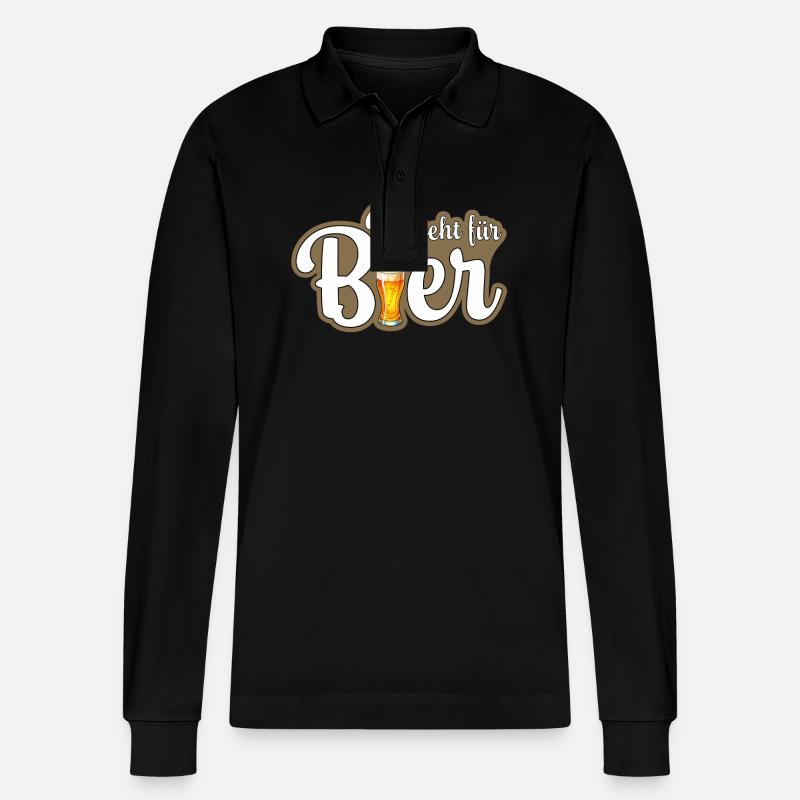 B steht für Bier - Stanley/Stella Unisex Bio-Langarm-Poloshirt Prepster - Schwarz