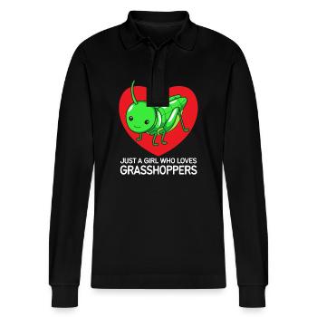 Grasshopper - Stanley/Stella Organic Unisex Long-Sleeved Polo Shirt Prepster - black - Front - Anna (173cm) & Nico (186cm)
