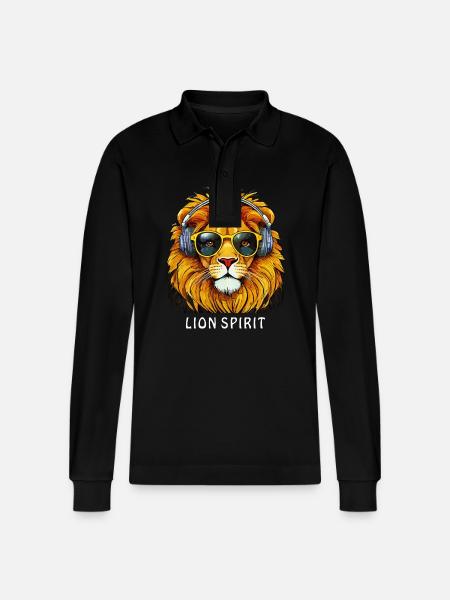 LION SPIRIT - Stanley/Stella Organic Unisex Long-Sleeved Polo Shirt Prepster - black