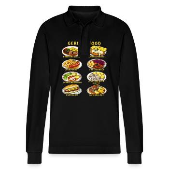 GERMAN FOOD - Stanley/Stella Unisex Bio-Langarm-Poloshirt Prepster - Schwarz - Vorne - Anna (173cm) & Nico (186cm)