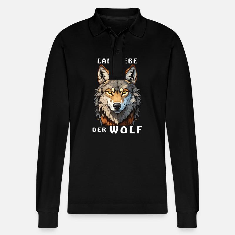 LANG LEBE DER WOLF - Stanley/Stella Unisex Bio-Langarm-Poloshirt Prepster - Schwarz