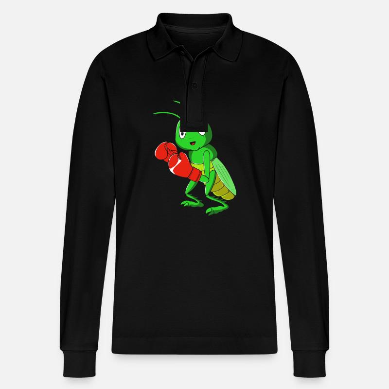 Heuschrecke - Stanley/Stella Unisex Bio-Langarm-Poloshirt Prepster - Schwarz