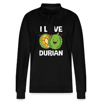 Fruit de durian thaïlandais - Polo à manches longues bio PREPSTER Stanley/Stella Unisexe - noir - Devant - Anna (173cm) & Nico (186cm)