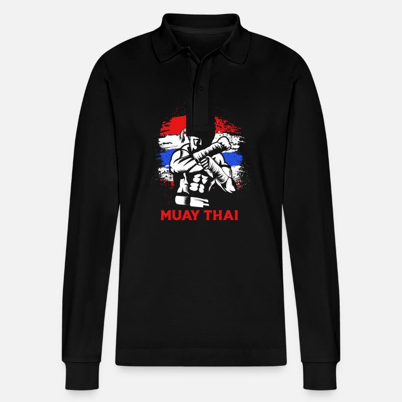 Muay Thai boxen - Stanley/Stella Unisex Bio-Langarm-Poloshirt Prepster - Schwarz