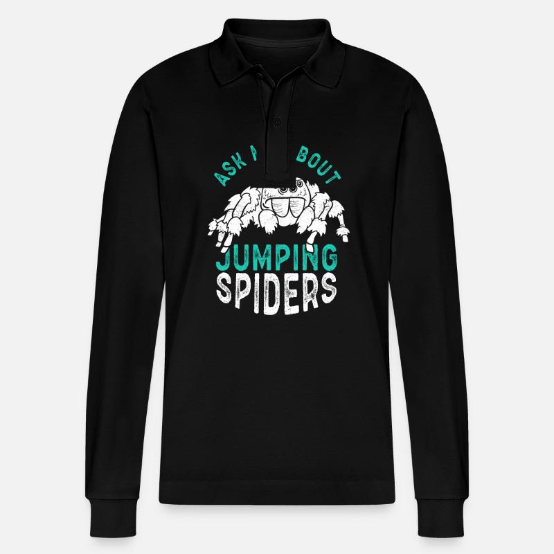 Araignée sauteuse Cadeau d’araignée sauteuse - Polo à manches longues bio PREPSTER Stanley/Stella Unisexe - noir