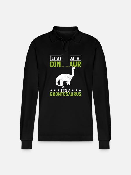 Brontosaurus Dino Gifts - Stanley/Stella Organic Unisex Long-Sleeved Polo Shirt Prepster - black