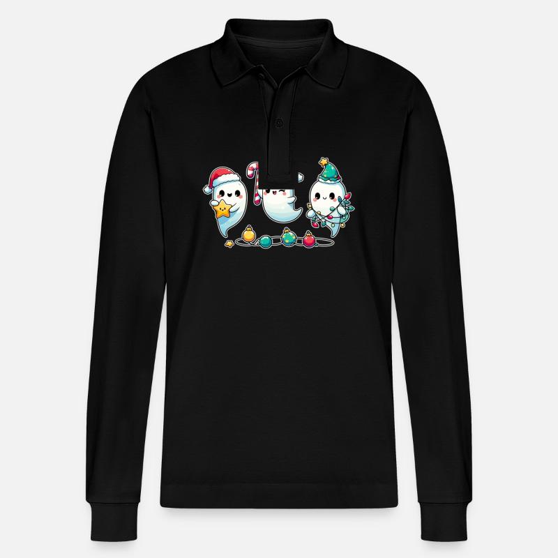 Ghosts for Christmas ghosts - Stanley/Stella Unisex Bio-Langarm-Poloshirt Prepster - Schwarz