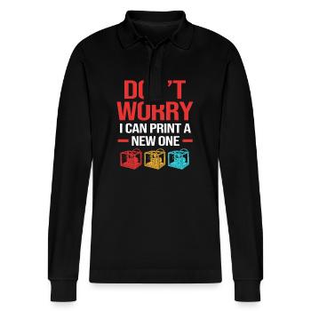 3D Druck Drucken Prototyp - Stanley/Stella Unisex Bio-Langarm-Poloshirt Prepster - Schwarz - Vorne - Anna (173cm) & Nico (186cm)