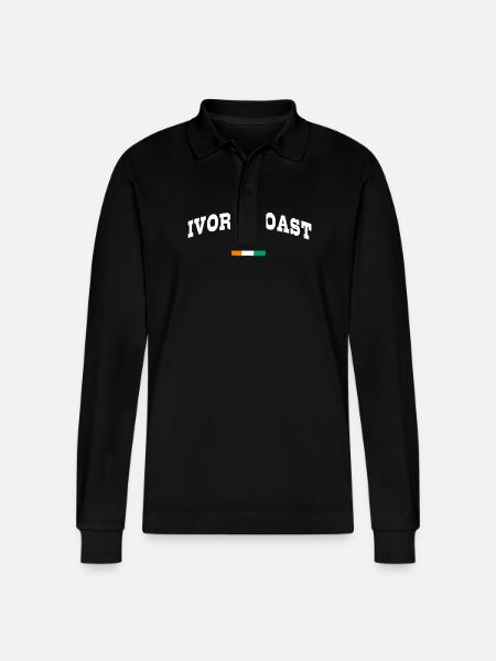 Ivory Coast - Stanley/Stella Organic Unisex Long-Sleeved Polo Shirt Prepster - black