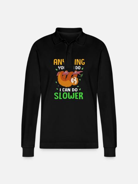 Sloth - Stanley/Stella Organic Unisex Long-Sleeved Polo Shirt Prepster - black