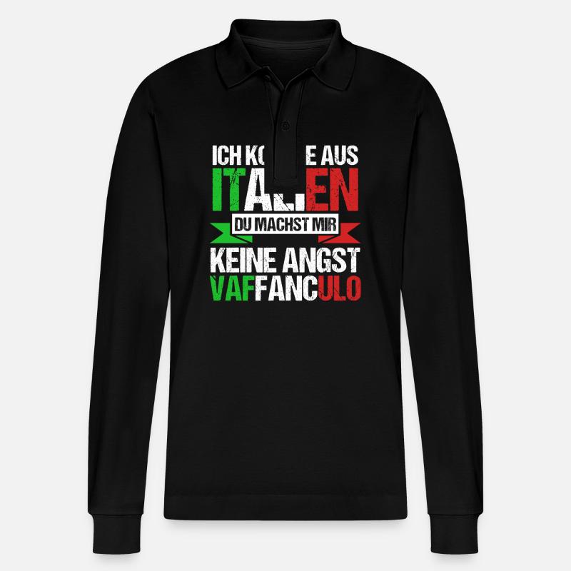Italien Italiener Vaffanculo - Stanley/Stella Unisex Bio-Langarm-Poloshirt Prepster - Schwarz