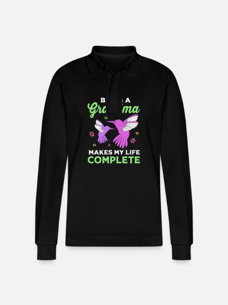 Hummingbird - Stanley/Stella Organic Unisex Long-Sleeved Polo Shirt Prepster - black