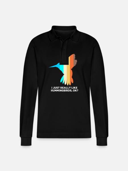 Hummingbird - Stanley/Stella Organic Unisex Long-Sleeved Polo Shirt Prepster - black