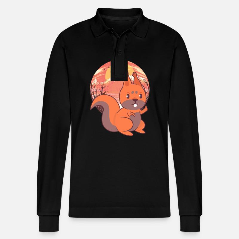 Eichhörnchen Kinder Kind - Stanley/Stella Unisex Bio-Langarm-Poloshirt Prepster - Schwarz