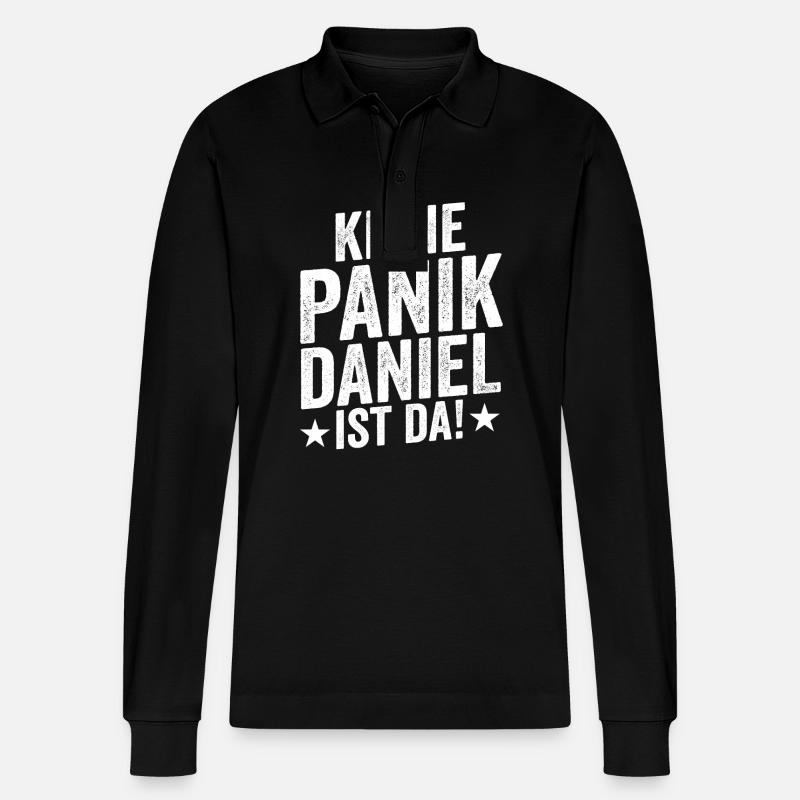First name Daniel - Stanley/Stella Organic Unisex Long-Sleeved Polo Shirt Prepster - black