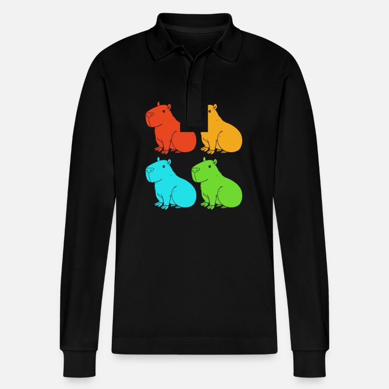 Capybara - Stanley/Stella Unisex Bio-Langarm-Poloshirt Prepster - Schwarz