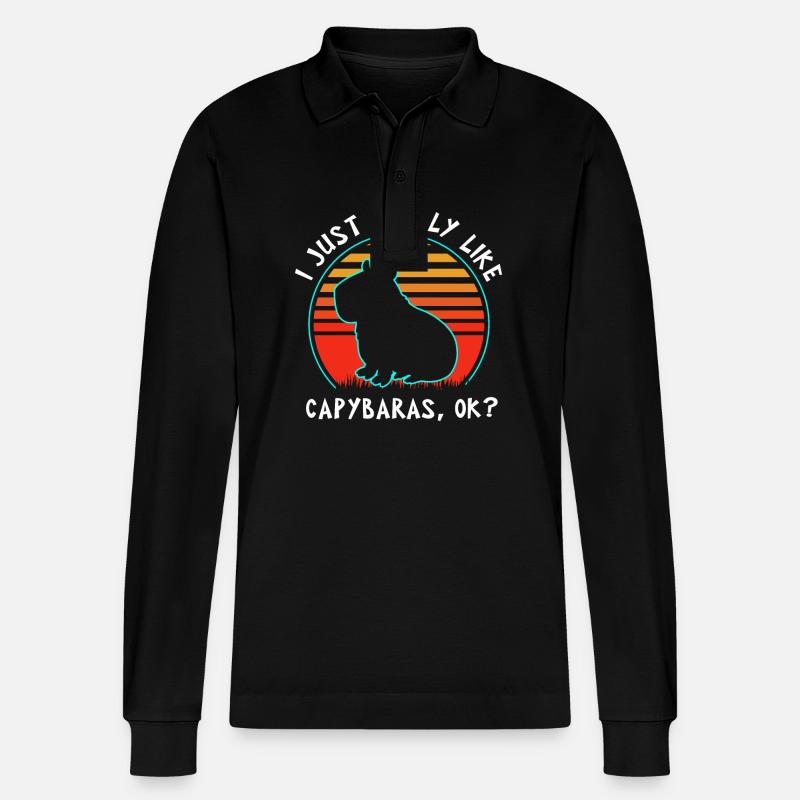 Capybara - Stanley/Stella Unisex Bio-Langarm-Poloshirt Prepster - Schwarz