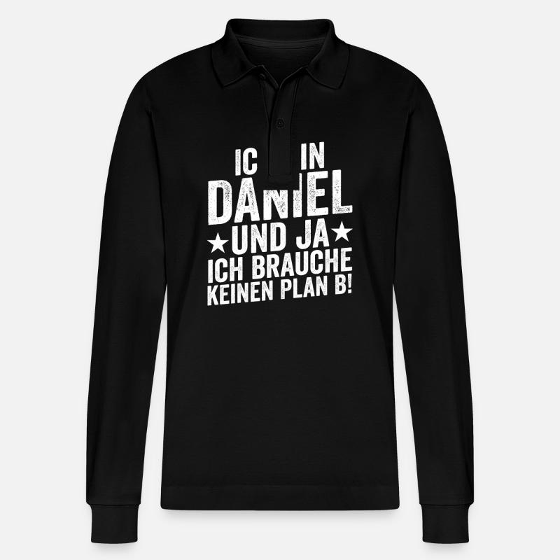 Vorname Daniel - Stanley/Stella Unisex Bio-Langarm-Poloshirt Prepster - Schwarz