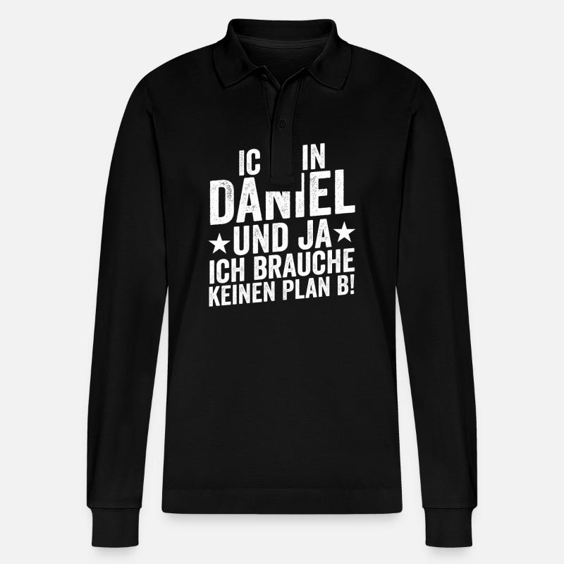 First name Daniel - Stanley/Stella Organic Unisex Long-Sleeved Polo Shirt Prepster - black