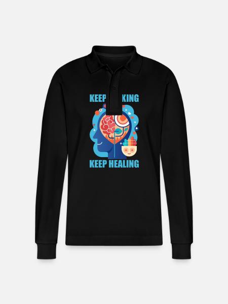Depression Help - Mental Breakdown - Stanley/Stella Organic Unisex Long-Sleeved Polo Shirt Prepster - black
