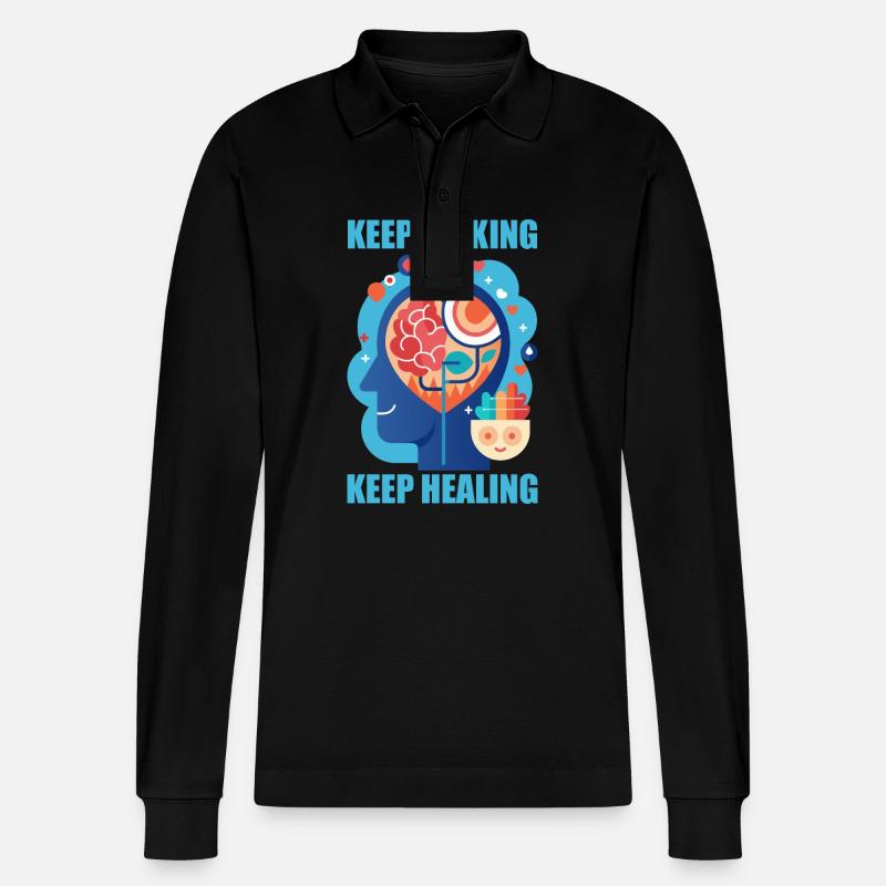 Depression Hilfe - Mental Breakdown - Stanley/Stella Unisex Bio-Langarm-Poloshirt Prepster - Schwarz