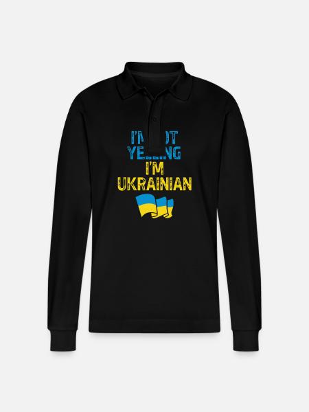 Ukraine - Stanley/Stella Organic Unisex Long-Sleeved Polo Shirt Prepster - black