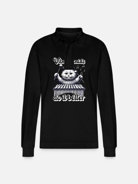 Vibraphon, vibraphonist - Stanley/Stella Organic Unisex Long-Sleeved Polo Shirt Prepster - black