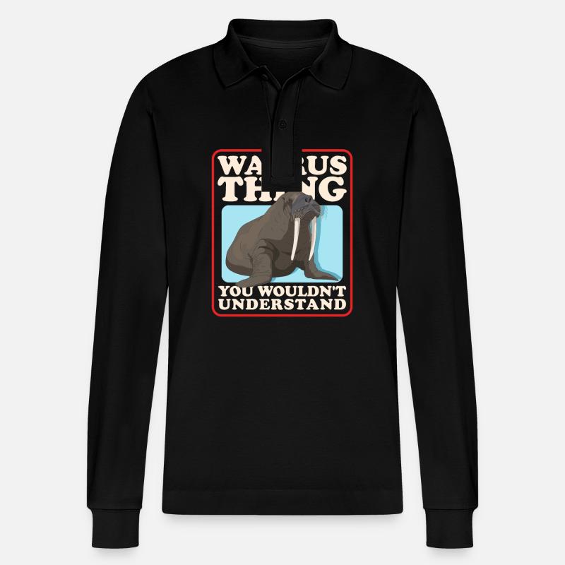 Walross Walrus Walrosse Walroß Geschenk - Stanley/Stella Unisex Bio-Langarm-Poloshirt Prepster - Schwarz