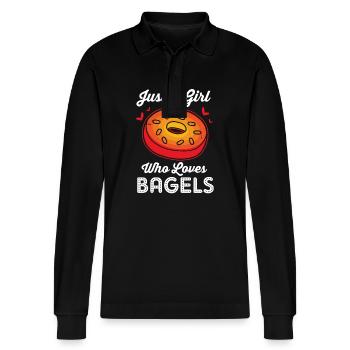 Bagel - Stanley/Stella Unisex Bio-Langarm-Poloshirt Prepster - Schwarz - Vorne - Anna (173cm) & Nico (186cm)