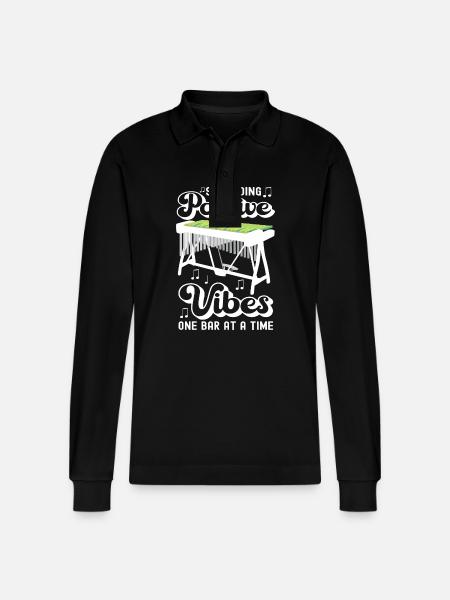 Vibraphon, vibraphonist - Stanley/Stella Organic Unisex Long-Sleeved Polo Shirt Prepster - black