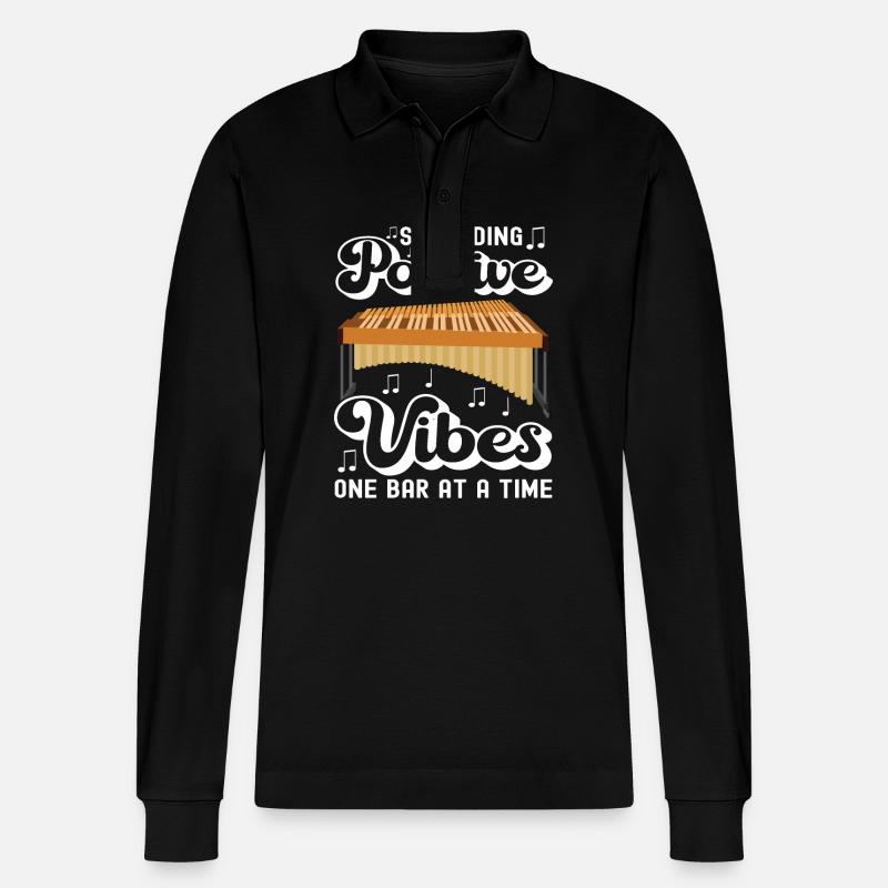 Vibraphon, vibraphonist - Stanley/Stella Organic Unisex Long-Sleeved Polo Shirt Prepster - black