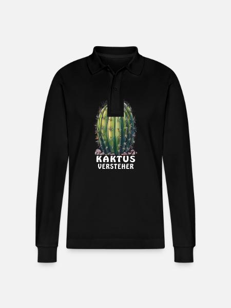 CACTUS UNDERSTANDER - Stanley/Stella Organic Unisex Long-Sleeved Polo Shirt Prepster - black