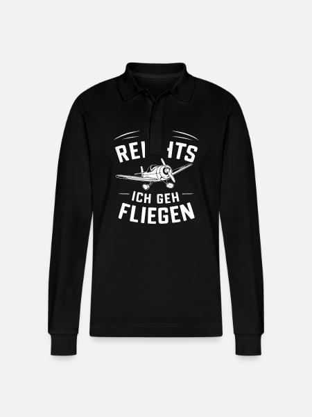 Pilot Pilots Airplane Flying Aviation - Stanley/Stella Organic Unisex Long-Sleeved Polo Shirt Prepster - black