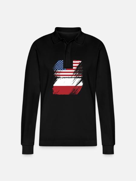 Poland Polish - Stanley/Stella Organic Unisex Long-Sleeved Polo Shirt Prepster - black