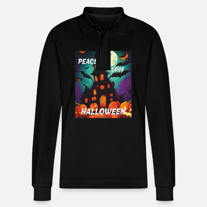 PAIX AMOUR HALLOWEEN - Polo à manches longues bio PREPSTER Stanley/Stella Unisexe - noir