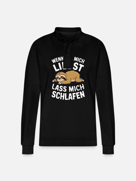 Sloth Sloths Animal Sleeping Lazy - Stanley/Stella Organic Unisex Long-Sleeved Polo Shirt Prepster - black