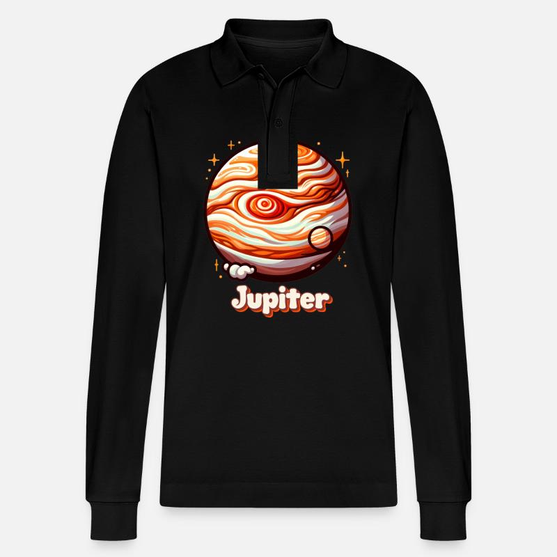 Jupiter Planet - Stanley/Stella Unisex Bio-Langarm-Poloshirt Prepster - Schwarz