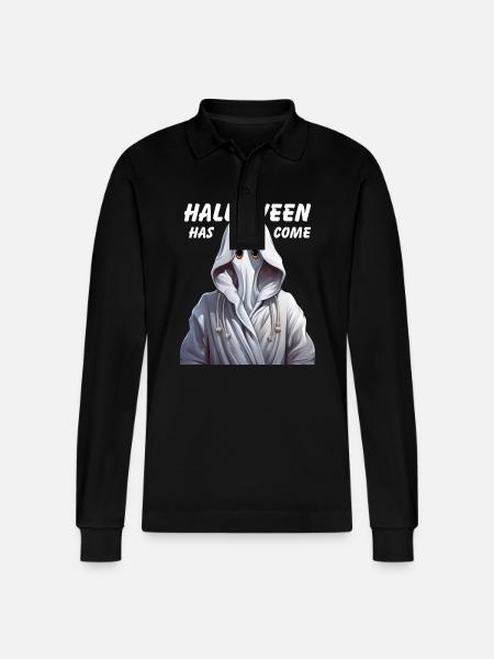 GHOST HALLOWEEN HAS COME - Stanley/Stella Organic Unisex Long-Sleeved Polo Shirt Prepster - black