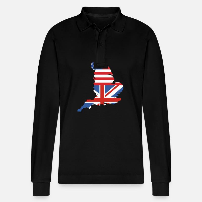 Angleterre Anglais - Polo à manches longues bio PREPSTER Stanley/Stella Unisexe - noir
