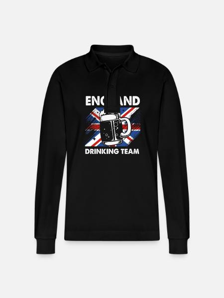 England English - Stanley/Stella Organic Unisex Long-Sleeved Polo Shirt Prepster - black