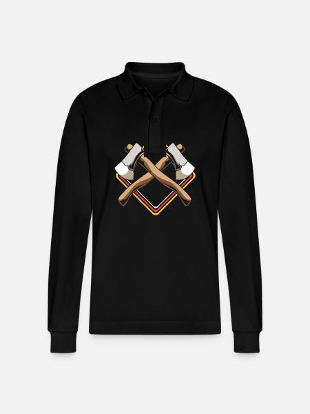 Axe Throw - Stanley/Stella Organic Unisex Long-Sleeved Polo Shirt Prepster - black