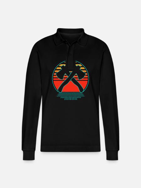 Axe Throwing - Stanley/Stella Organic Unisex Long-Sleeved Polo Shirt Prepster - black