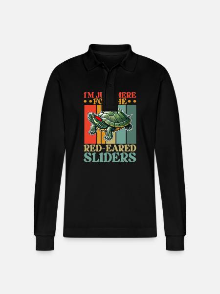 Turtle Red-eared Turtle - Stanley/Stella Organic Unisex Long-Sleeved Polo Shirt Prepster - black
