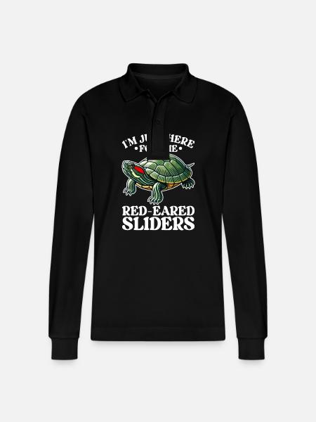 Turtle Red-eared Turtle - Stanley/Stella Organic Unisex Long-Sleeved Polo Shirt Prepster - black