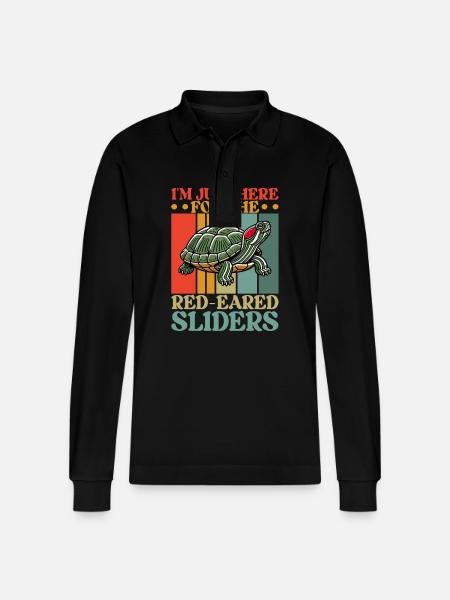 Turtle Red-eared Turtle - Stanley/Stella Organic Unisex Long-Sleeved Polo Shirt Prepster - black