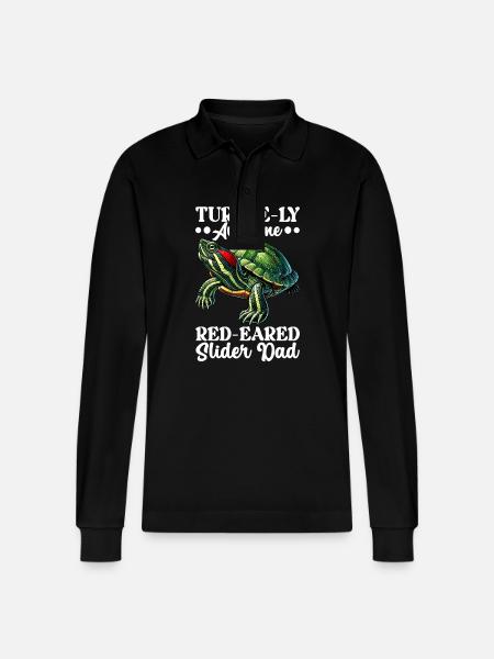 Turtle Red-eared Turtle - Stanley/Stella Organic Unisex Long-Sleeved Polo Shirt Prepster - black