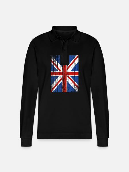 Angleterre Anglais - Polo à manches longues bio PREPSTER Stanley/Stella Unisexe - noir