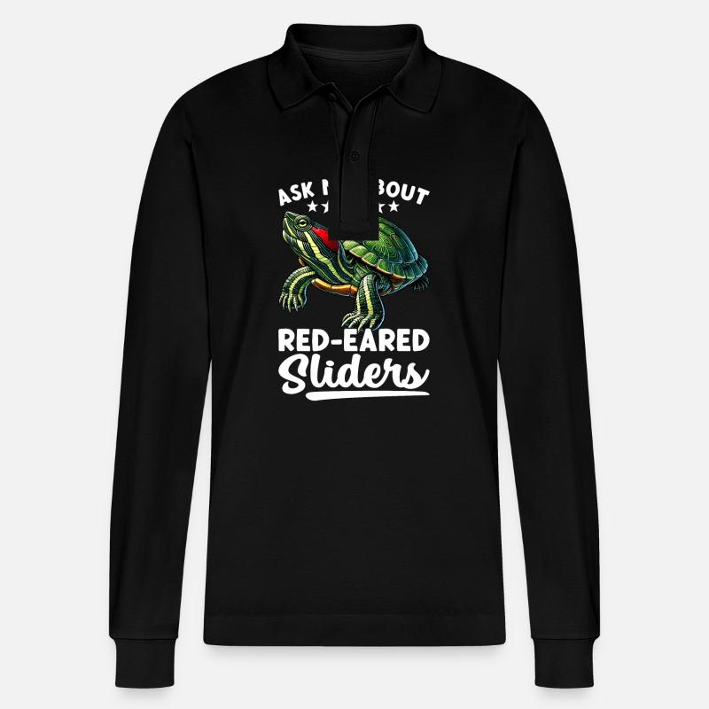 Turtle Red-eared Turtle - Stanley/Stella Organic Unisex Long-Sleeved Polo Shirt Prepster - black